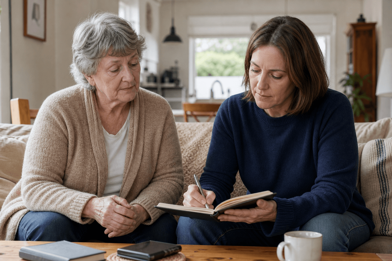 A caregiver tracking symptoms that can resemble dementia.