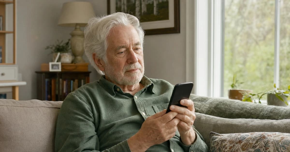 An older adult considering the effects of screen use on cognition.